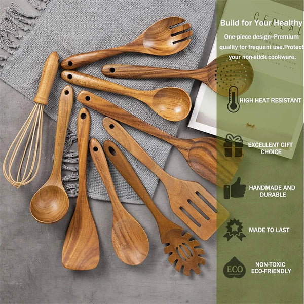 Elegant Teak Kitchen Tools Set